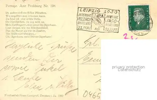 AK / Ansichtskarte Streitwald Gasthaus Jaegerhaus Gedicht Streitwald