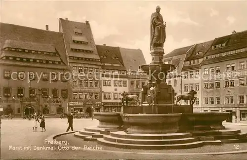 AK / Ansichtskarte Freiberg_Sachsen Markt Denkmal Otto der Reiche Freiberg Sachsen