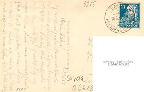 AK / Ansichtskarte Sayda Speisesaal Sayda