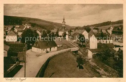 AK / Ansichtskarte Carlsfeld_Erzgebirge Panorama Kirche Carlsfeld Erzgebirge