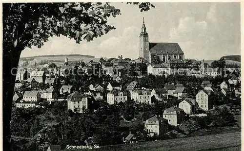 AK / Ansichtskarte Schneeberg_Erzgebirge Kirche Stadtansicht Schneeberg Erzgebirge