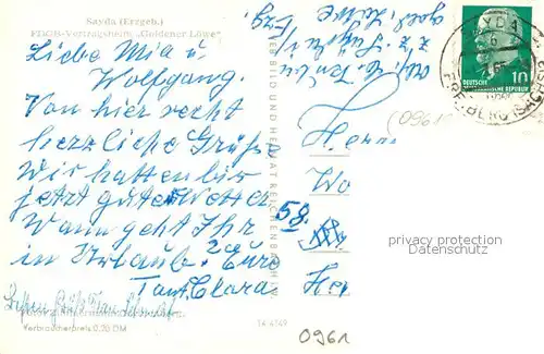 AK / Ansichtskarte Sayda FDGB Vertragsheim Goldener Loewe Sayda