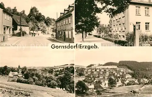 AK / Ansichtskarte Gornsdorf Karl Marx Strasse Rathaus Panoramen Gornsdorf