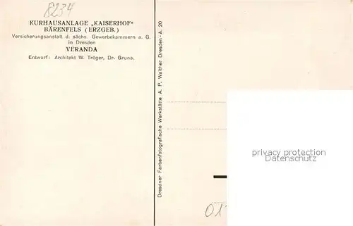 AK / Ansichtskarte Baerenfels_Erzgebirge Kurhausanlage Kaiserhof  Veranda Baerenfels Erzgebirge
