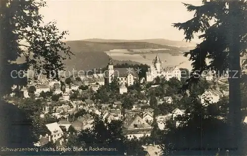 AK / Ansichtskarte Schwarzenberg_Erzgebirge Blick vom Rockelmann Kirche Schloss Schwarzenberg Erzgebirge