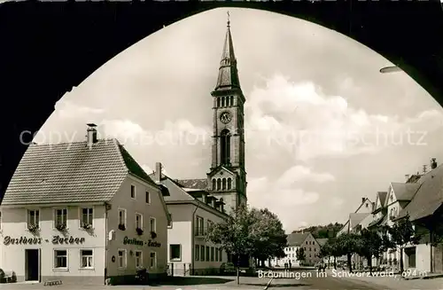 AK / Ansichtskarte Braeunlingen Kirche Gasthaus Zacher Braeunlingen