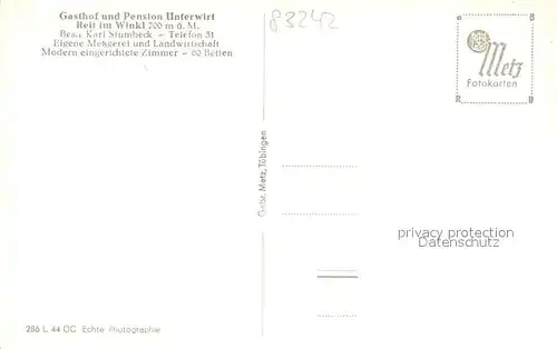 AK / Ansichtskarte Reit_Winkl Gasthof Pension Unterwirt Reit_Winkl