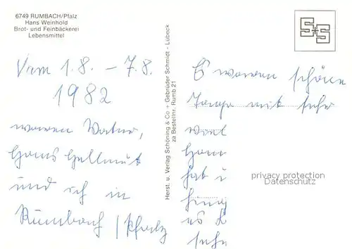 AK / Ansichtskarte Rumbach_Rheinland Pfalz Baeckerei Hans Weinhold Rumbach_Rheinland Pfalz