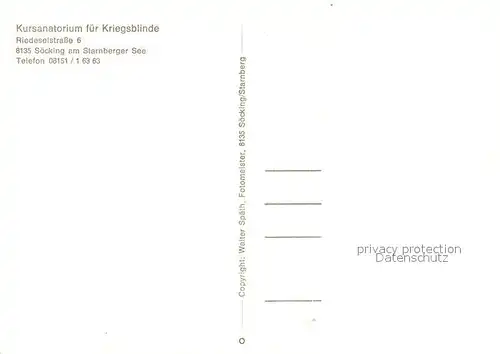 AK / Ansichtskarte Soecking_Starnberg Kursanatorium fuer Kriegsblinde Soecking_Starnberg