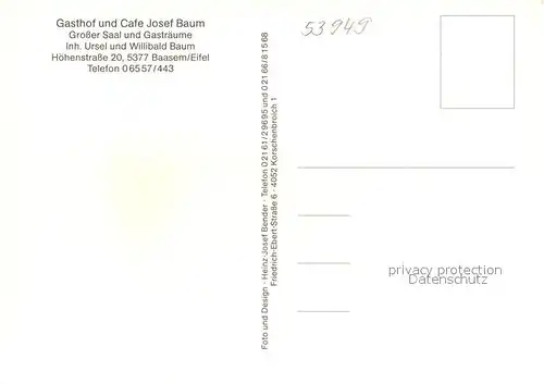 AK / Ansichtskarte Baasem Gasthaus Cafe Josef Baum Baasem