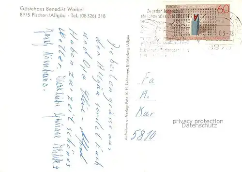 AK / Ansichtskarte Fischen_Allgaeu Gasthaus Benedikt Waibel Fischen Allgaeu