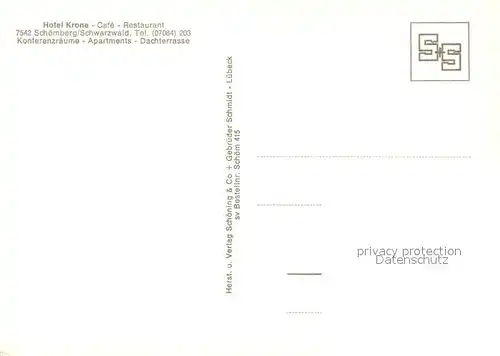 AK / Ansichtskarte Schoemberg_Schwarzwald Hotel Krone  Schoemberg Schwarzwald
