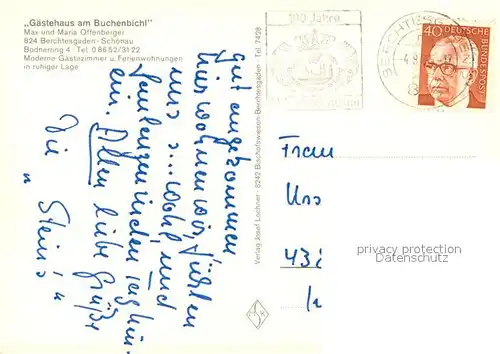 AK / Ansichtskarte Schoenau_Berchtesgaden Gaestehaus am Buchenbichl  Schoenau Berchtesgaden