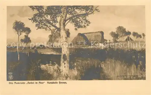 AK / Ansichtskarte Kuenstlerkarte Otto Modersohn Herbst im Moor  