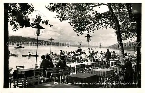 AK / Ansichtskarte Poertschach_Woerthersee Blick von Werzers Strand Casino Poertschach Woerthersee