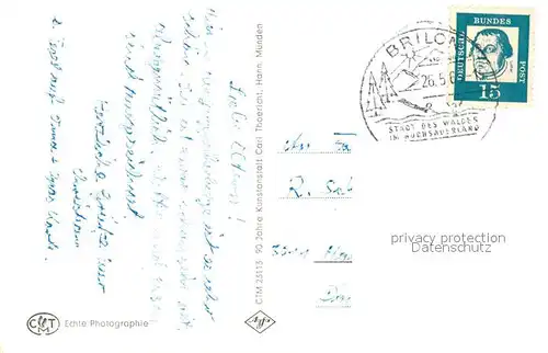 AK / Ansichtskarte Brilon Marktplatz Ev Kirche Probsteikirche Bahnhofstr Derkere Tor Bruchhaeuser Steine Brilon