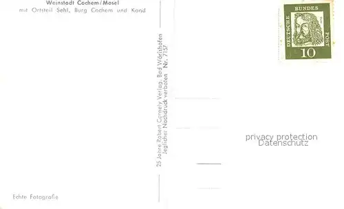 AK / Ansichtskarte Cochem_Mosel mit Sehl Burg Cochem und Kond Cochem Mosel