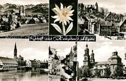 AK / Ansichtskarte Kempten_Allgaeu Schloss Burghalde Illerpartie St Lorenzkirche Kempten Allgaeu