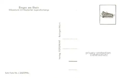 AK / Ansichtskarte Bingen_Rhein Maeuseturm mit Deutscher Jugendherberge Bingen Rhein