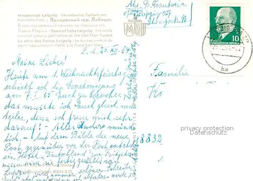 AK / Ansichtskarte Leipzig Postamt am Karl Marx Platz bei Nacht Leipzig