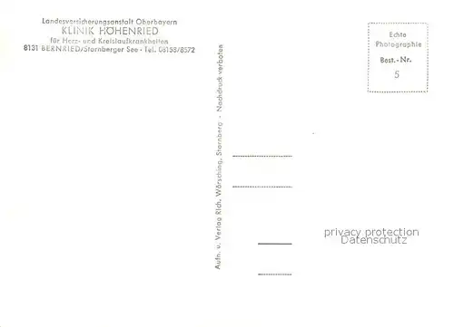 AK / Ansichtskarte Bernried_Starnberger_See Klinik Hoehenried Bernried_Starnberger_See