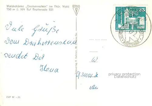 AK / Ansichtskarte Brotterode Waldschaenke Dreiherrnstein Brotterode