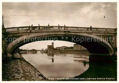 AK / Ansichtskarte Pisa Ponte Solferino con lantico porto pisano Pisa