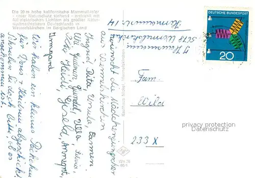 AK / Ansichtskarte Wermelskirchen Weihnachtsbaum Wermelskirchen