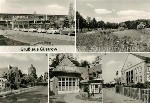 AK / Ansichtskarte Guestrow_Mecklenburg_Vorpommern Sporthalle Rudolf Harbig Promenade General Panfilow Str Ernst Barlach Gedenkstaette Paed Hochschule Liselotte Herrmann Guestrow_Mecklenburg
