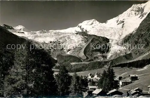 AK / Ansichtskarte Saas Fee Gesamtansicht mit Allalinhorn Alphubel Taeschhorn Walliser Alpen Saas Fee