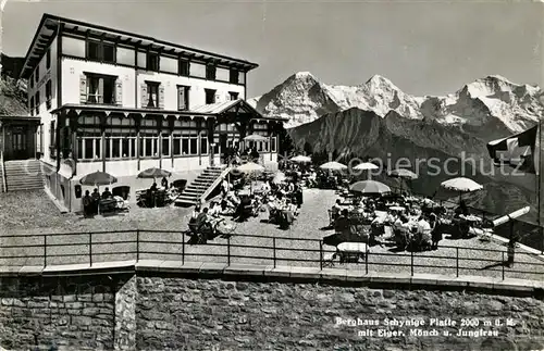 AK / Ansichtskarte Schynige_Platte Berghotel Sonnenterrasse Eiger Moench Jungfrau Berner Alpen Schynige_Platte