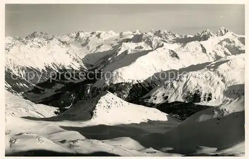 AK / Ansichtskarte Davos_Parsenn_GR Gebirgspanorama Ausblick von der Weissfluh auf die Silvretta Davos_Parsenn_GR