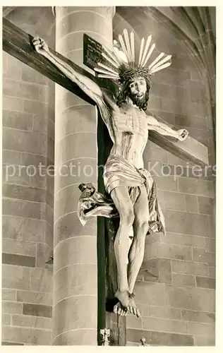 AK / Ansichtskarte Schwaebisch_Hall St Michaeliskirche Christus Figur von Mich. Erhard 15. Jhdt. Schwaebisch Hall
