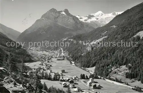 AK / Ansichtskarte Saas_Grund Panorama mit Mittaghorn Egginer Allalinhorn Walliser Alpen Saas_Grund