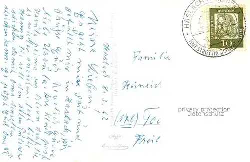 AK / Ansichtskarte Haslach_Kinzigtal Gesamtansicht Rathaus Kirche Schwarzwaldhaus Wasserfall Schwimmbad Storche Haslach_Kinzigtal