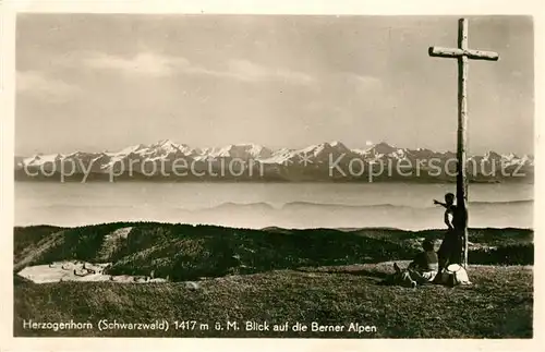 AK / Ansichtskarte Herzogenhorn Gipfelkreuz Blick auf Berner Alpen Herzogenhorn