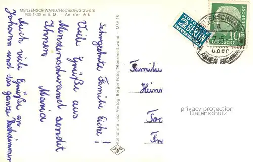 AK / Ansichtskarte Menzenschwand Partie an der Alb Schwarzwald Menzenschwand