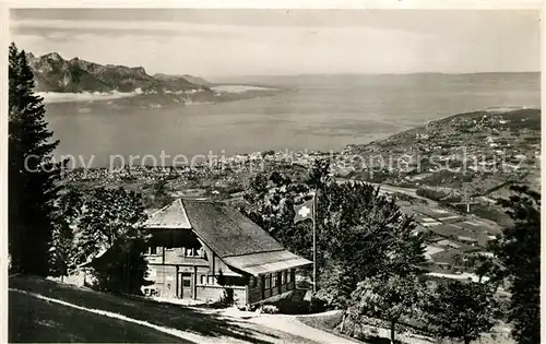 AK / Ansichtskarte Les_Pleiades Berggaststaette Blick auf Genfersee Les_Pleiades