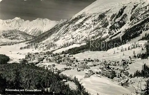 AK / Ansichtskarte Pontresina Panorama mit Crasta Mora Alpen Pontresina
