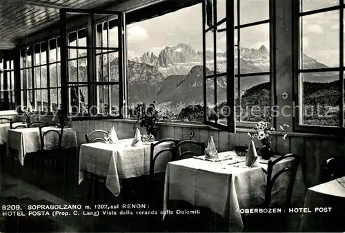 AK / Ansichtskarte Soprabolzano Hotel Posta vista dalla veranda sulle Dolomiti Soprabolzano