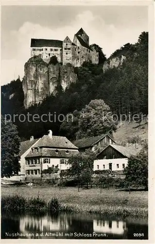 AK / Ansichtskarte Nusshausen_Oberpfalz Partie an der Altmuehl mit Schloss Prunn Nusshausen Oberpfalz