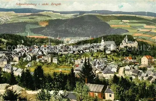 AK / Ansichtskarte Schwarzenberg_Erzgebirge Panorama Schloss Kirche Schwarzenberg Erzgebirge