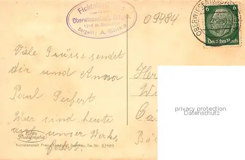 AK / Ansichtskarte Oberwiesenthal_Erzgebirge Boehmischwiesenthal Fichtelberg Oberwiesenthal Erzgebirge