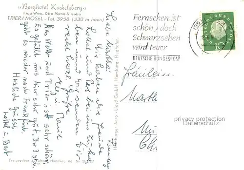 AK / Ansichtskarte Trier Hotel Kockelsberg Trier