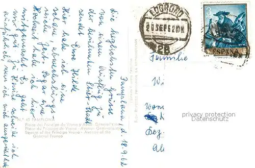 AK / Ansichtskarte Pamplona_Navarra Plaza del principe General Franco Pamplona Navarra