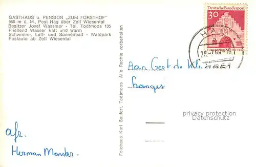 AK / Ansichtskarte Haeg Ehrsberg Gasthaus Pension Zum Forsthof  Haeg Ehrsberg