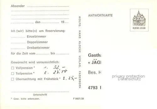 AK / Ansichtskarte Hegendorf_Mittelfranken Bueren Gasthaus Pension Jaegerhof Hegendorf Mittelfranken