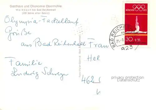 AK / Ansichtskarte Weissbach_Bad_Reichenhall Gasthaus und Okonomie Oberschule Weissbach_Bad_Reichenhall