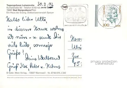 AK / Ansichtskarte Bad_Bergzabern Tagungshaus Luisenruhe Bad_Bergzabern