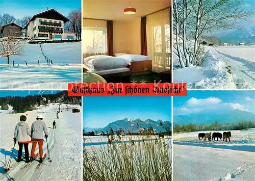 AK / Ansichtskarte uebersee Gasthaus Zur schoenen Aussicht Pferde Langlauf uebersee